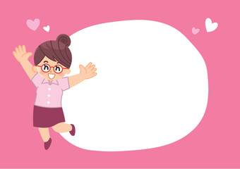 半袖のビジネスウーマンと吹き出しのイラストセット　クールビズ