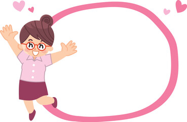 半袖のビジネスウーマンと吹き出しのイラストセット　クールビズ