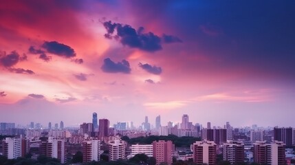 Fototapeta premium Urban Real Estate Concept - City on Twilight Color Sky