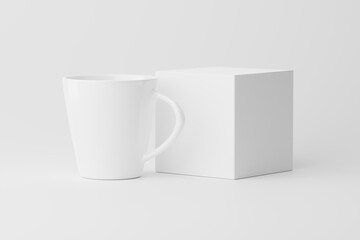 Ceramic Mug Cup For Coffee Tea White Blank 3D Rendering Mockup