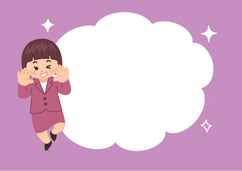 スーツのビジネスウーマンと吹き出しのイラストセット