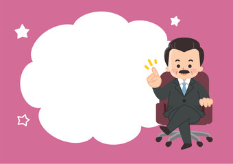 スーツの中年男性と吹き出しのイラストセット　社長
