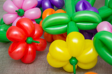 Fototapeta na wymiar red and yellow balloons
