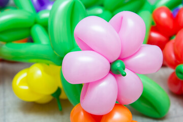 colorful balloons on the green background