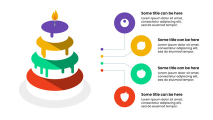 Infographic template. Cake with 4 layers and flavors