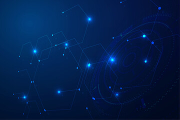 Fototapeta premium Technology connection digital data and big data concept. Abstract lines and dots connect background vector