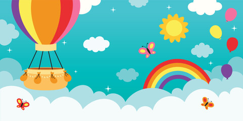 Beautiful Sky Background With Rainbow