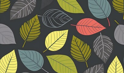  a black background with a bunch of leaves in different shades of green, yellow, and red on it, and a black background with a few smaller leaves in the same color.  generative ai