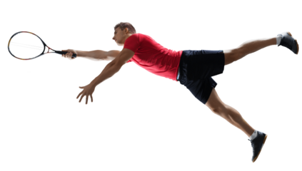 Sportive young  man playing tennis