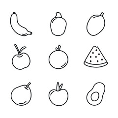 Fruit Collection line icon Isolated object on white background