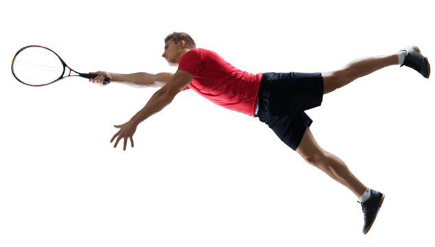 Sportive young  man playing tennis