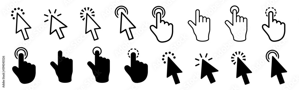 Poster Click hand and click arrow web collection
