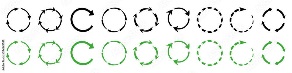 Aufkleber circular arrow collection. set of circular recycle arrows