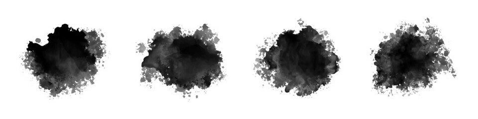 Obraz premium Black watercolor spray texture collection on a white background
