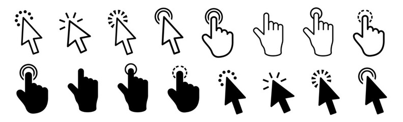 Click hand and click arrow web collection