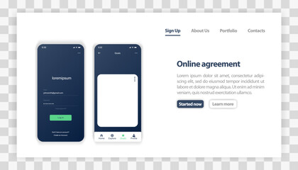 UI and UX application interface design with phone frame