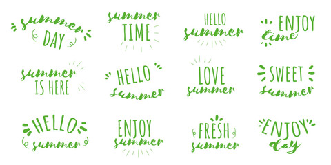 Enjoy summer lettering calligraphy text collection. Sweet summer, hello summer, enjoy summer text