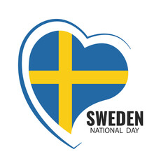 Vector Illustration of Sweden National Day. Sweden flag in heart shaped
