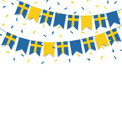 Vector Illustration of Sweden National Day. Garland with the flag of Sweden on a white background.
