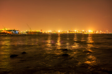 abstract background view of the colorful twilight sky.In the evening, the colorful changes (pink,...