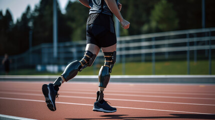 Naklejka premium athlete running on prostheses generative ai