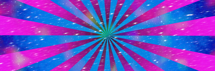 Pop art comic book or cartoon radial explosion stripes in blue pink colors and diagonal movement in lines effect strip cover and white lights spots. Futuristic isolated retro super hero style radial	