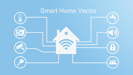 Smart home automation and internet of things (IOT) illustration with icons of house - 594348501