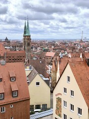 Fototapeta na wymiar View of the old town on a cloudy day, Nuremberg, Germany.