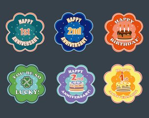 set of anniversary stickers