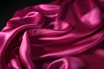  a close up of a pink satin fabric on a black background with room for text or image or image to put on a poster or postcard.  generative ai