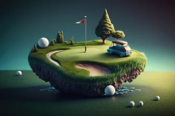 Gordijnen Abstract mini golf course field, AI generated © Nattawat