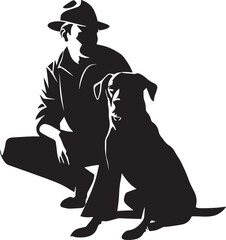 Man and dog silhouette Vector illustration, SVG