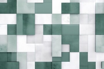  an abstract green and white background with squares and rectangles in the middle of the image, with a white background and a green rectangle in the middle.  generative ai