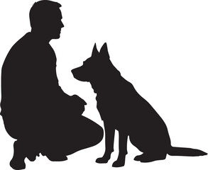 Man and dog silhouette Vector illustration, SVG