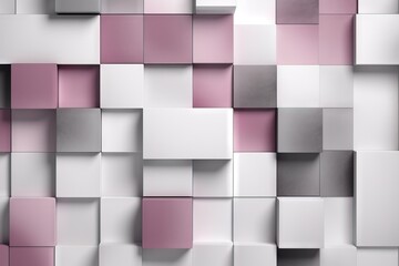 a very pretty pink and white wallpaper with squares on it's sides and a pink and white wallpaper on the other side of the wall.  generative ai