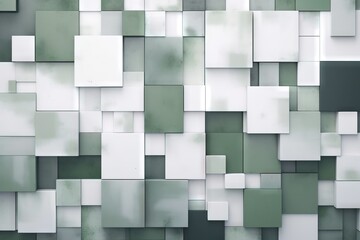  a very abstract green and white wallpaper with squares and rectangles of varying sizes and shapes, all in different shades of green and white.  generative ai