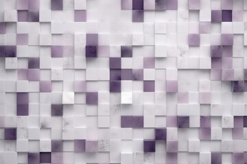  a white and purple tiled wall with a lot of squares on it's sides and a few squares on the other side of the wall.  generative ai