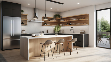 modern kitchen interior with kitchen furniture