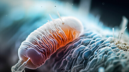 Macro photographie d'imagerie médicale réalisée au microscope électronique à balayage d'une bactérie
