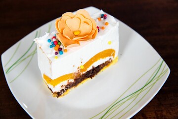 Closeup shot of a cake.