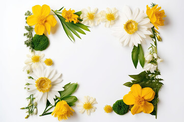Obraz premium Frame of flowers created with Generative AI technology