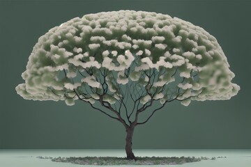 A tree with pink flowers growing out of it, generative ai