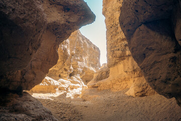 the cave in the desert in a canyon