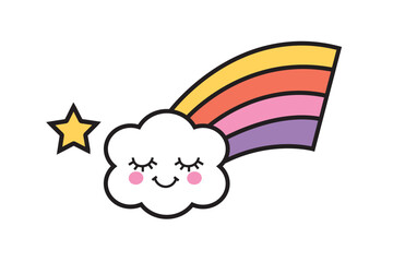 Color rainbow with emotion clouds.