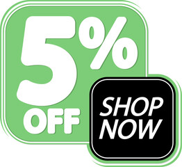 Sale 5% off, discount tag on transparent background. Promotion sign for shop or online store, PNG illustration