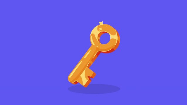 golden retro key door animation