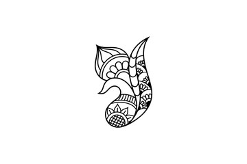 Abstract peacock vector logo in zentangle design style