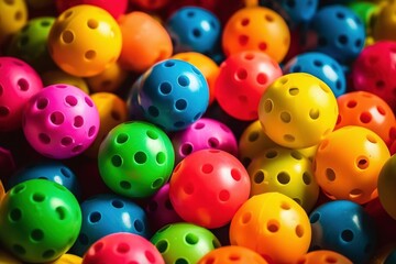 Vibrant Pickleball Balls, Brightly Colored Balls, Eye-catching Hues, Fun & Exciting, Generative Ai