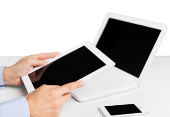 Male Hands holding smartphone  on background