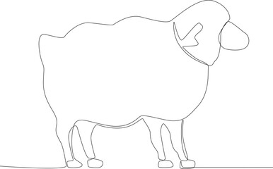 A lamb for sacrifice. Eid al-Adha one-line drawing